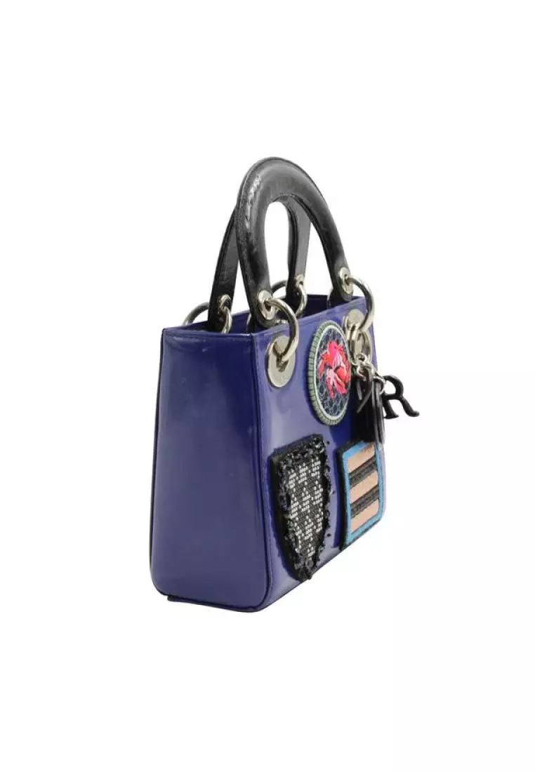 DIOR Pre Loved DIOR Mini Lady Dior Bag with Embroidered Badges