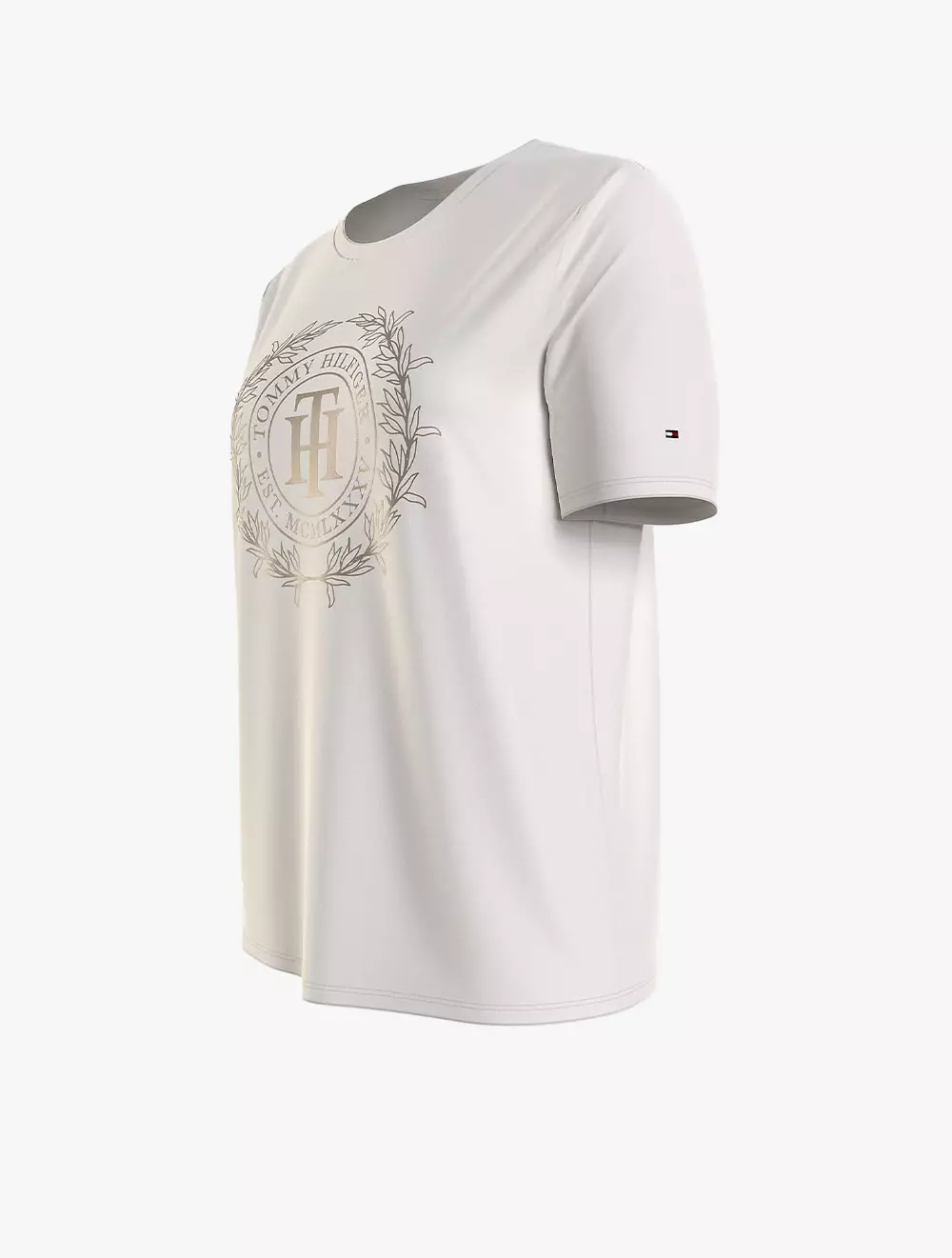 Tommy Hilfiger - CREST LOGO OPEN NECK T-SHIRT - White - white