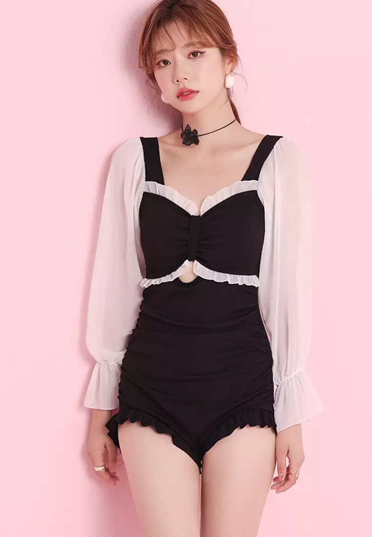 A-IN GIRLS Sweet Mesh Colorblock One-Piece Swimsuit 2024, Buy A-IN GIRLS  Online