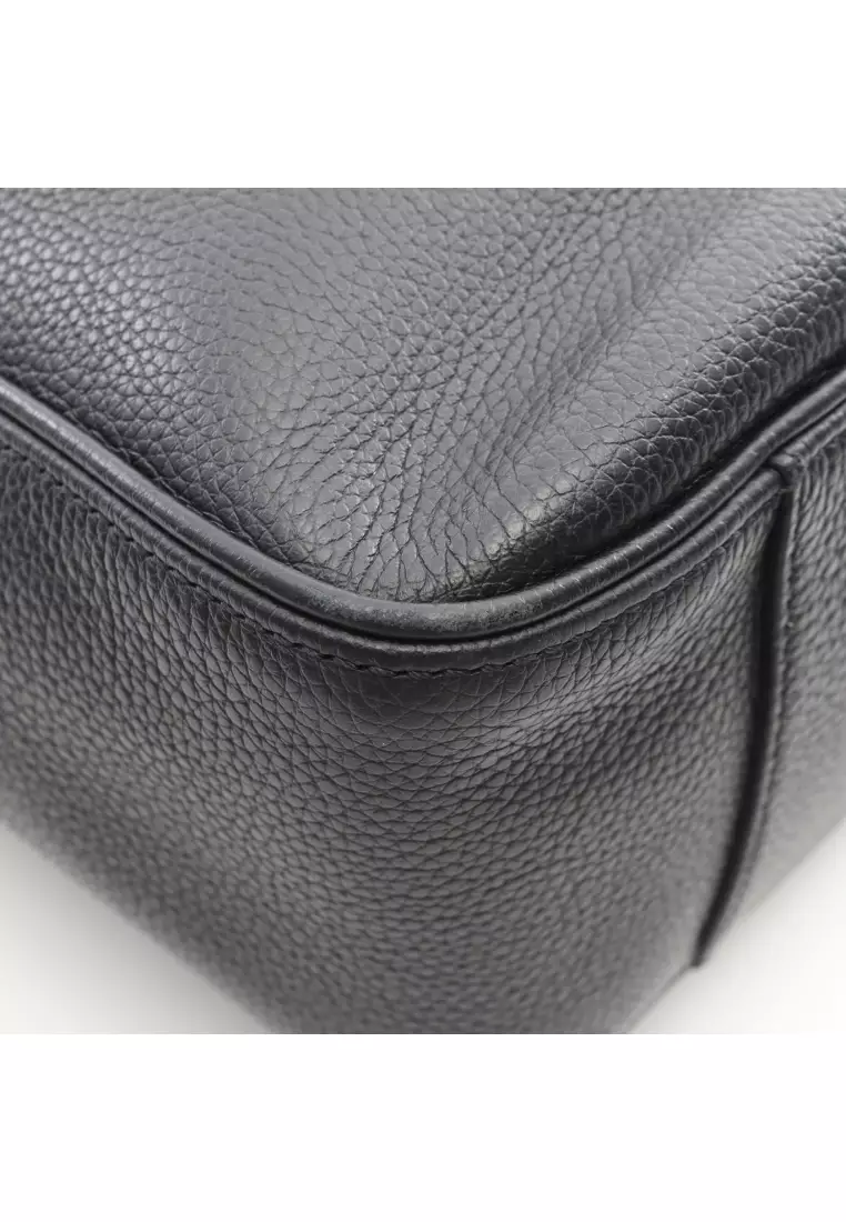 Pre-Loved Christian Dior SADDLE saddle Handbag tote bag leather black 2WAY