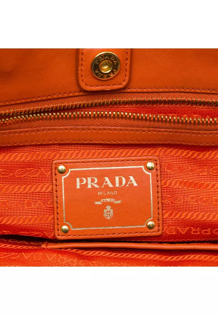 Pre-Loved Prada Vitello Daino Front Zip Open Convertible Tote