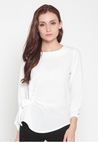 Long Sleeve Blouse With Ribbon White