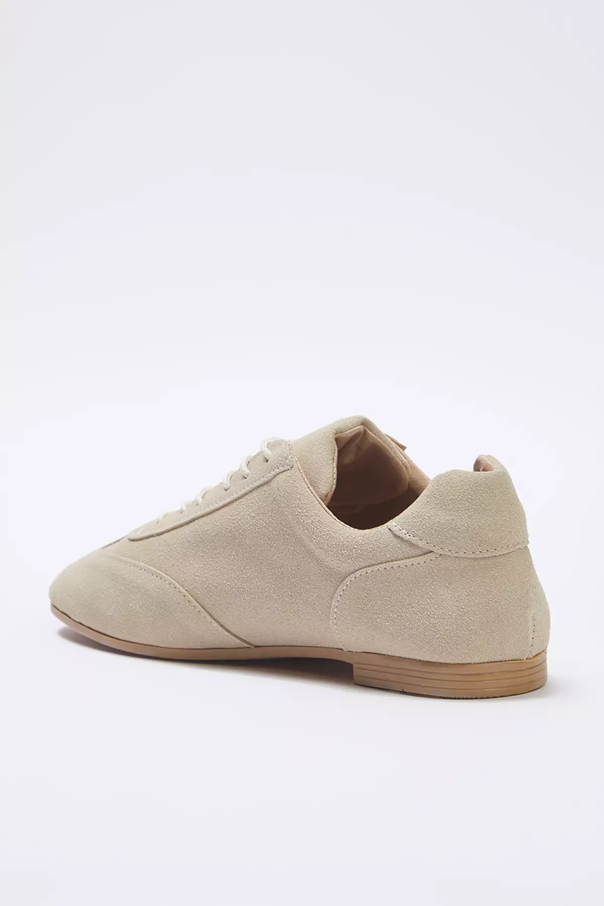 Beige Suede Lace-Up Women Sneaker Takss25Sn00060