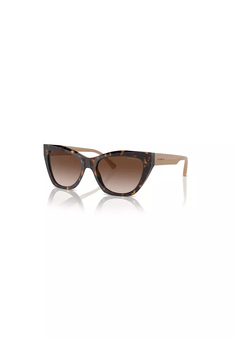 Women's Cat Eye Frame Brown Acetate Sunglasses - EA4176