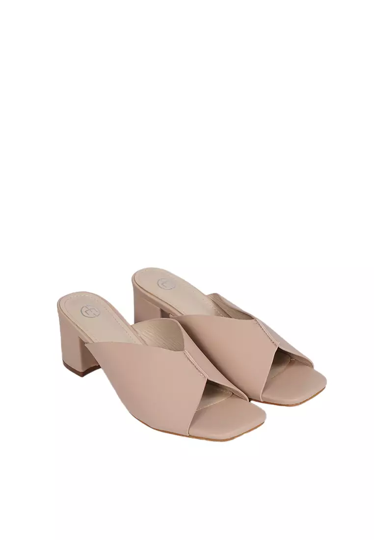 Beige Mules Heels