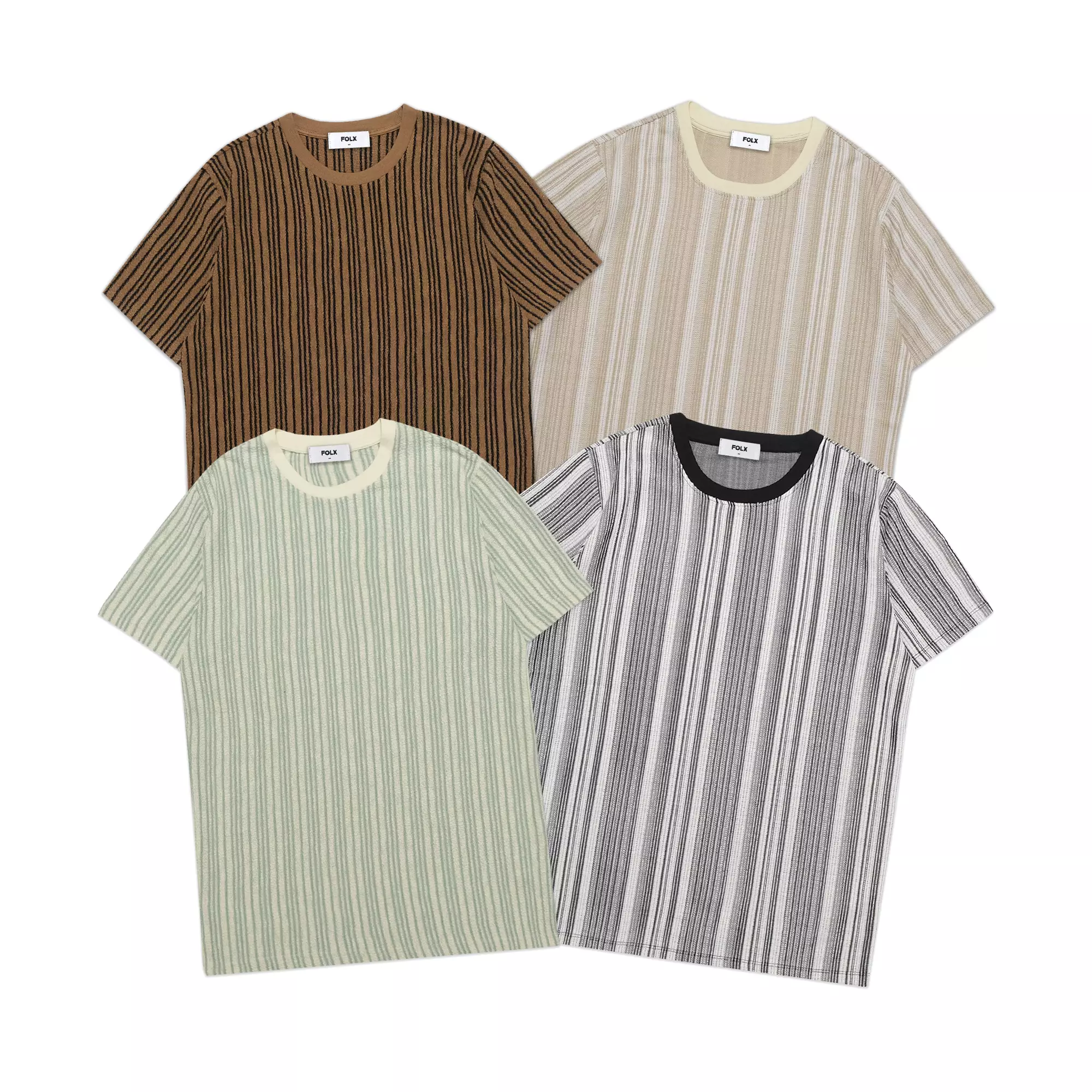Vertical Stripes Knit T-Shirt Brown