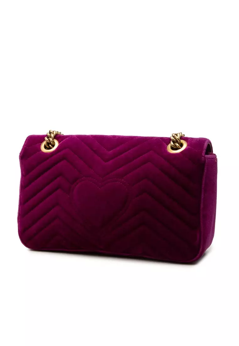 Pre-Loved Gucci Medium Gg Marmont Matelasse Velvet Shoulder Bag