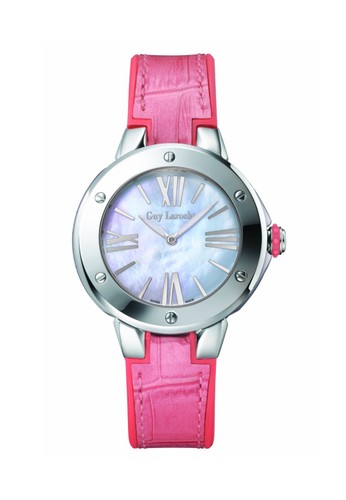 guy laroche swiss made - SL30401 - jam tangan wanita - leather strap - pink