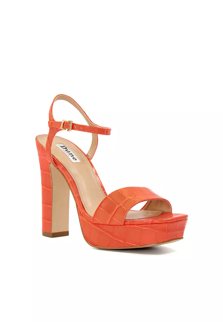 Matche Strappy Platform Heel Sandals Orange