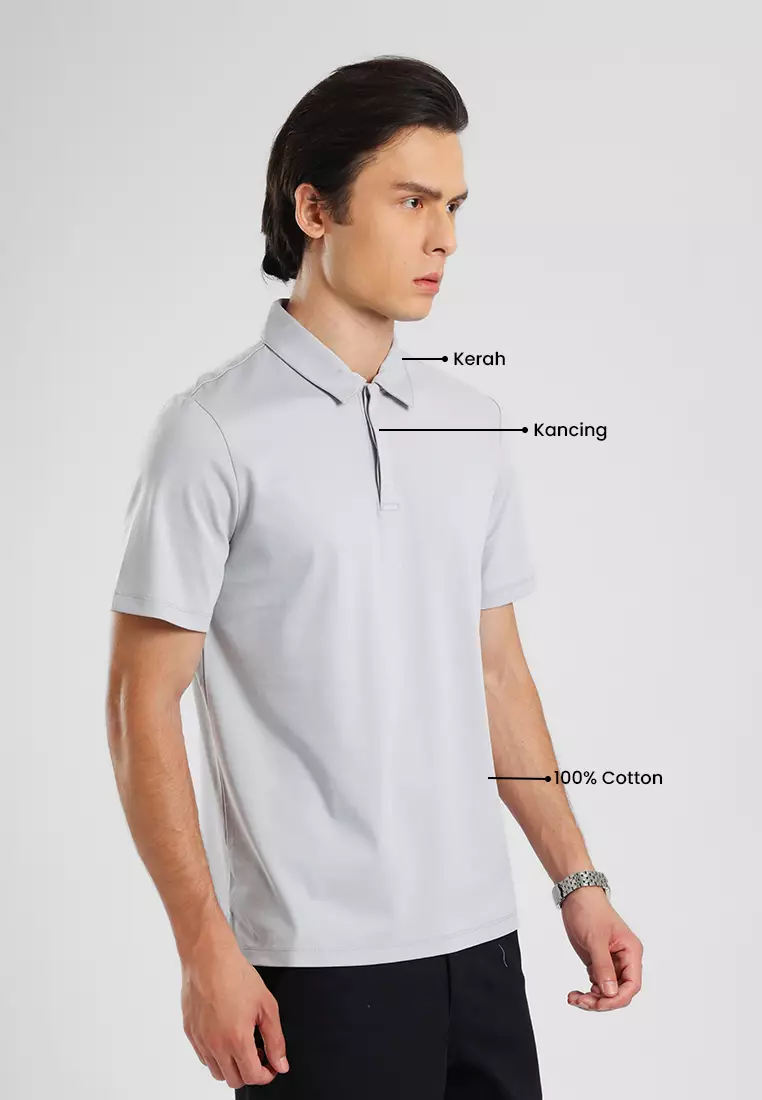 MANZONE - Polo Shirt Lengan Pendek Pria Otto 04 - Grey Warna Grey