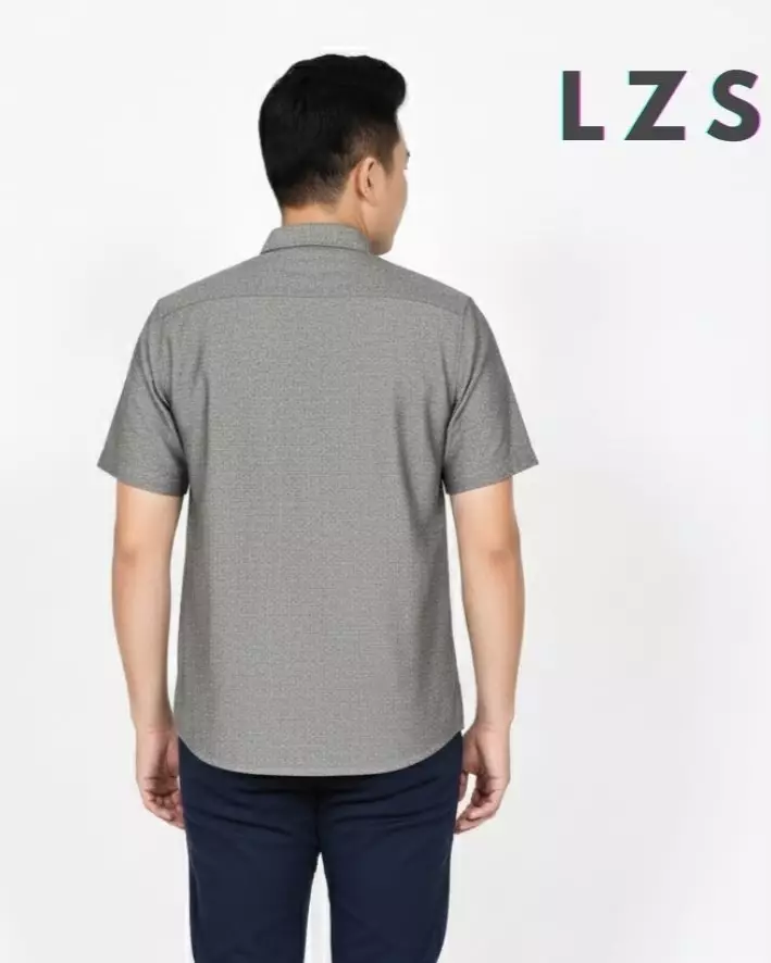 Zicho Shirt - Kemeja Cotton Lengan Pendek Polos - ABU Reguler Fit Pria