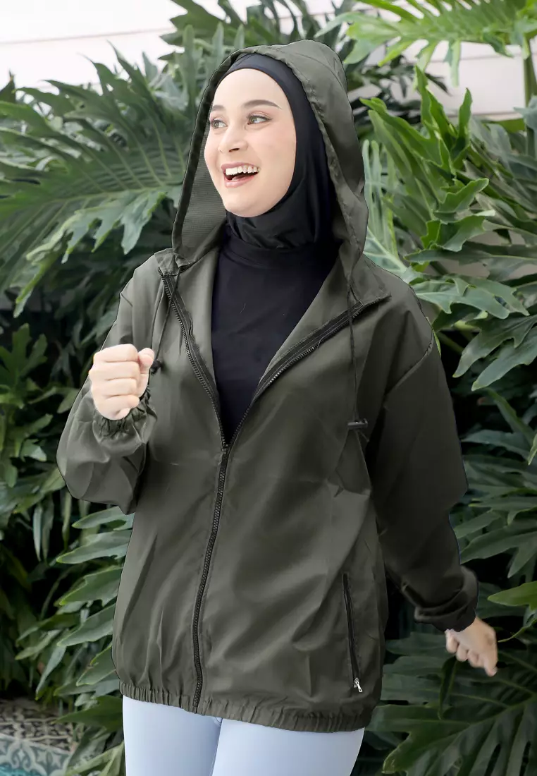 Zelena - Airy Waterproof Jacket | Jaket Olahraga | Sauna Suit - Dark Green