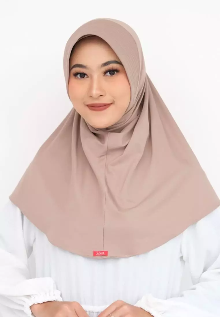 Bergo Marsha HL Casual HEIQ Coffe Latte - Kerudung Bergo Hijab Instan - Bahan Breeze Flex
