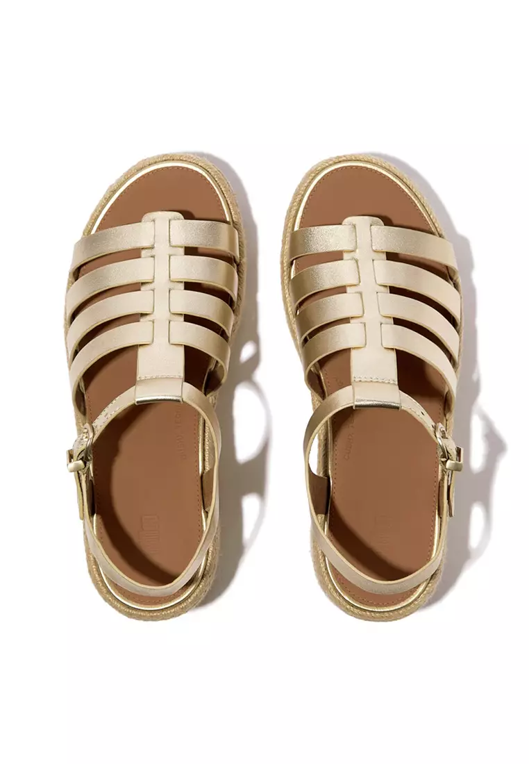 Platforms Espadrille Metallic-leather Fisherman Wedge Sandals