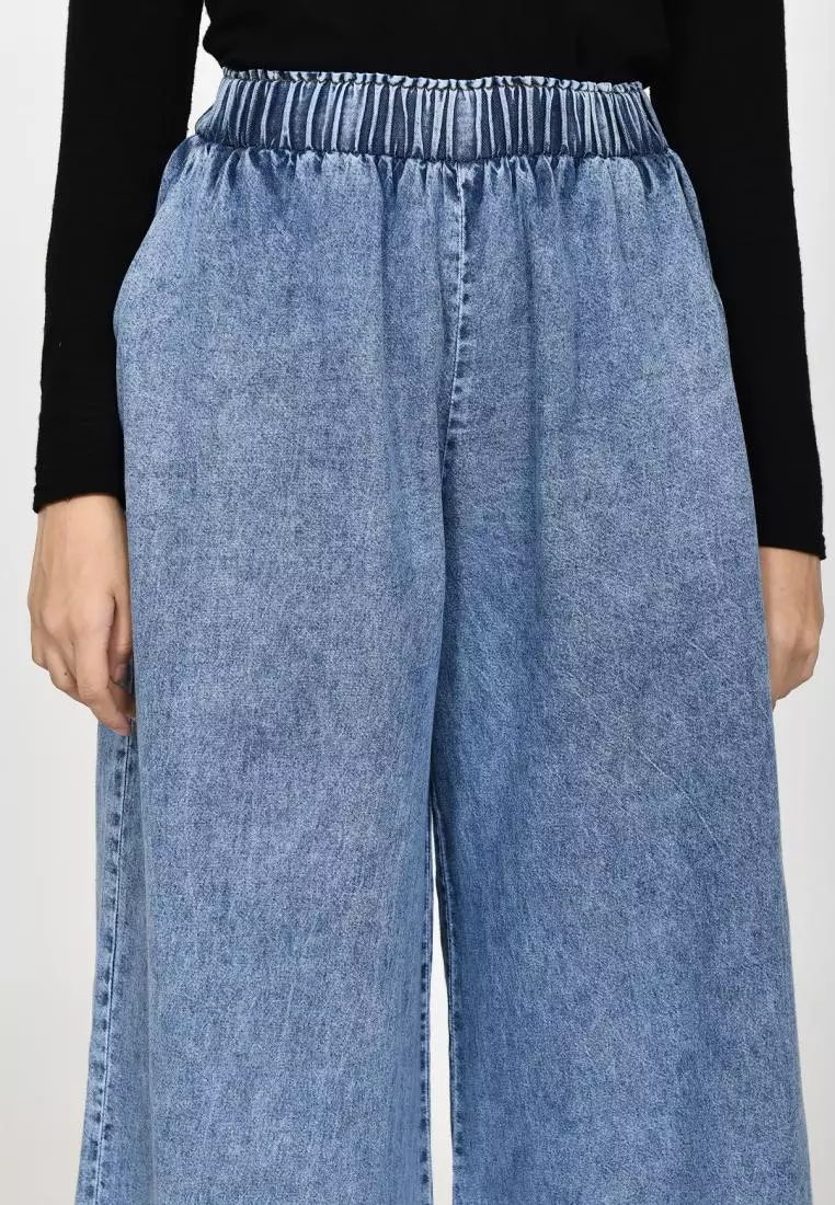 Denim Palazzo Kelly (Celana Kulot Bawah Lebar) Snow Blue
