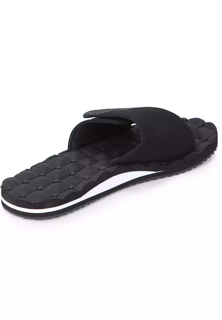 MSN RECLINER SLIDE SANDALS BLACK WHITE