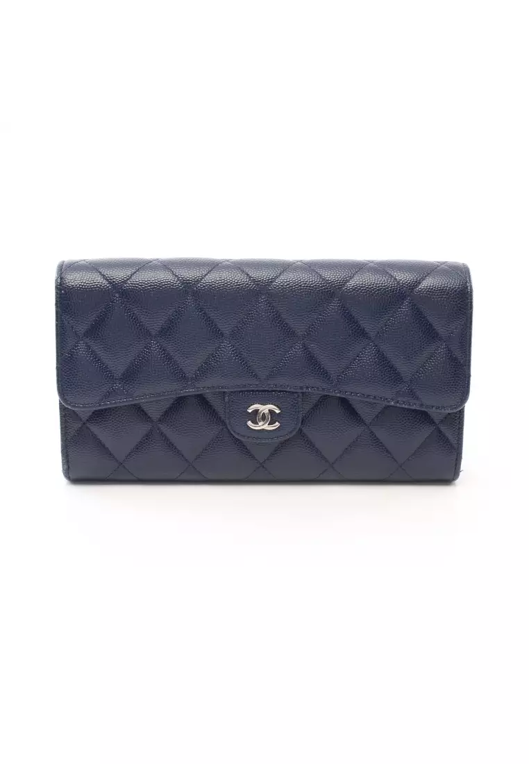 CHANEL Caviar Quilted Zip Around Classic Coin Purse Purple 574915