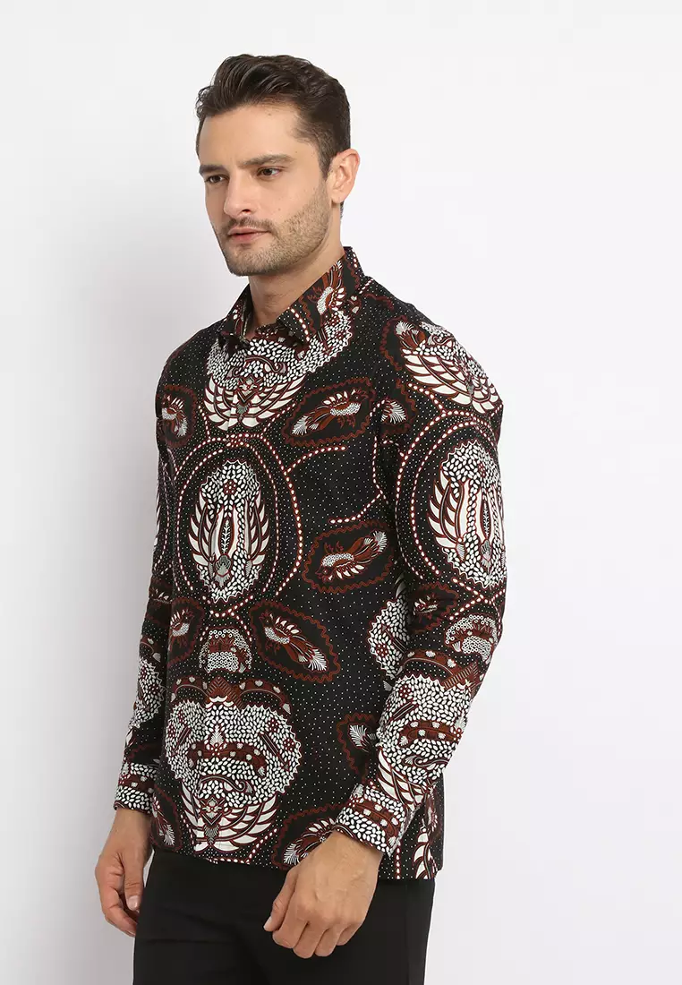 MAGINOT ARNATA BLACK Batik Slim Fit Lengan Panjang