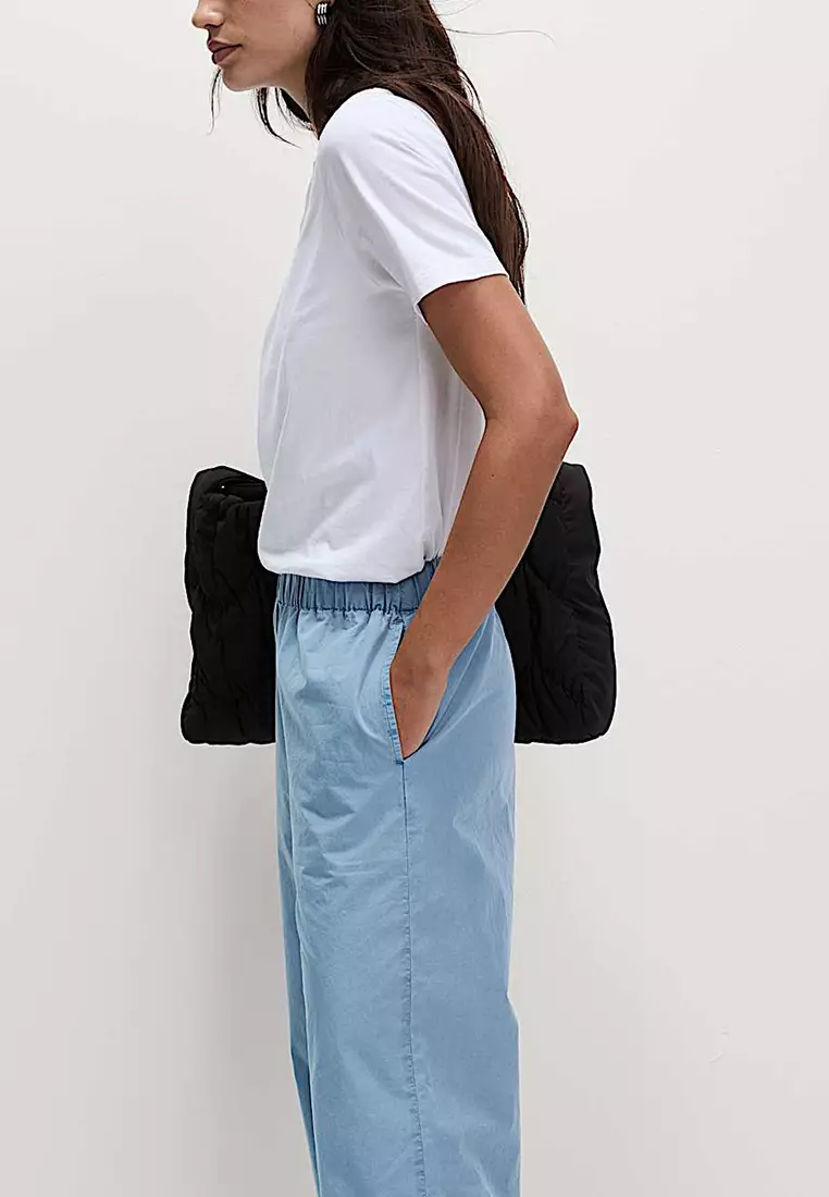 Pure Cotton Poplin Straight Leg Trousers