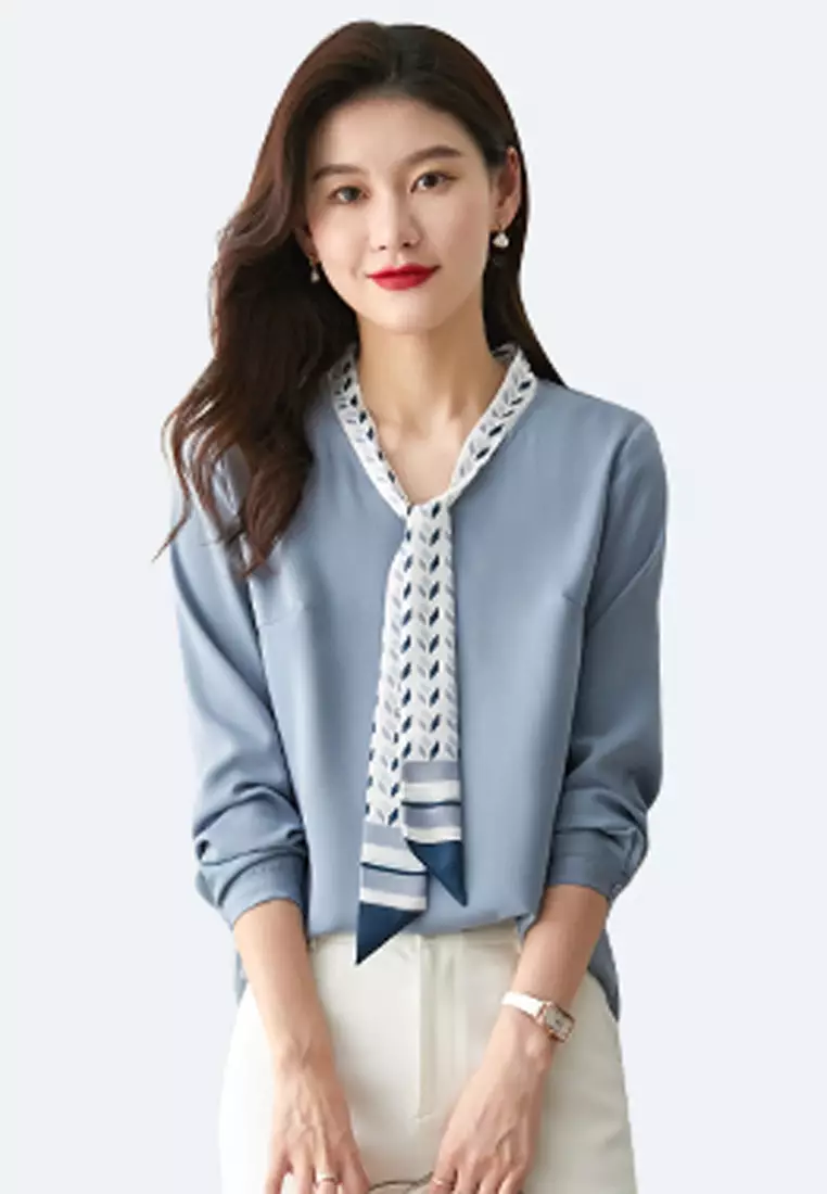 v neck tie blouse