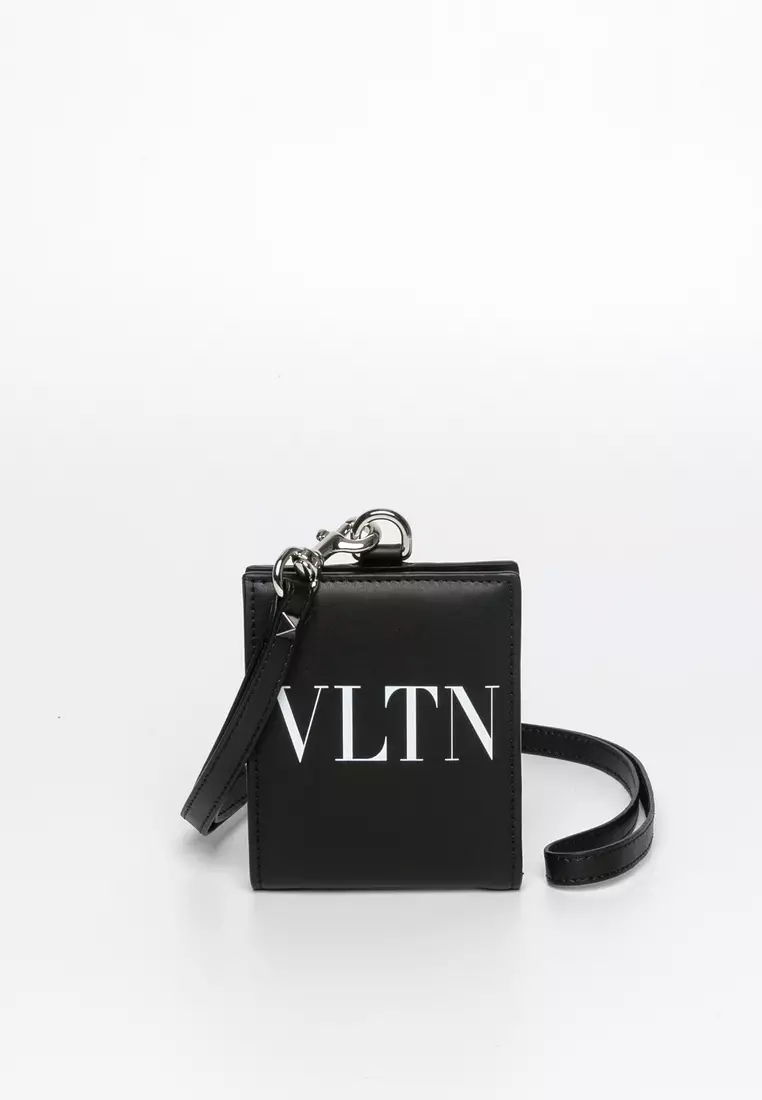 Vltn Wallet With Neck Strap for Man in Black/white