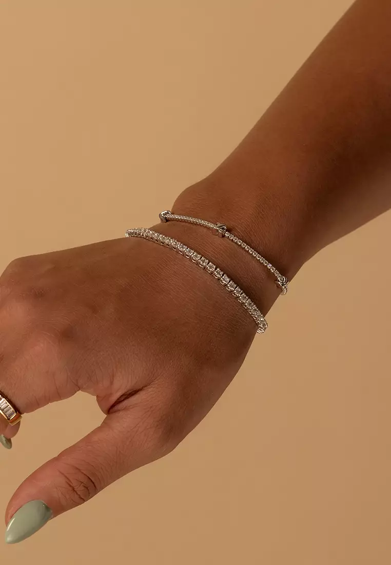 Pave 925 Sterling Silver Petite Tennis Bracelet