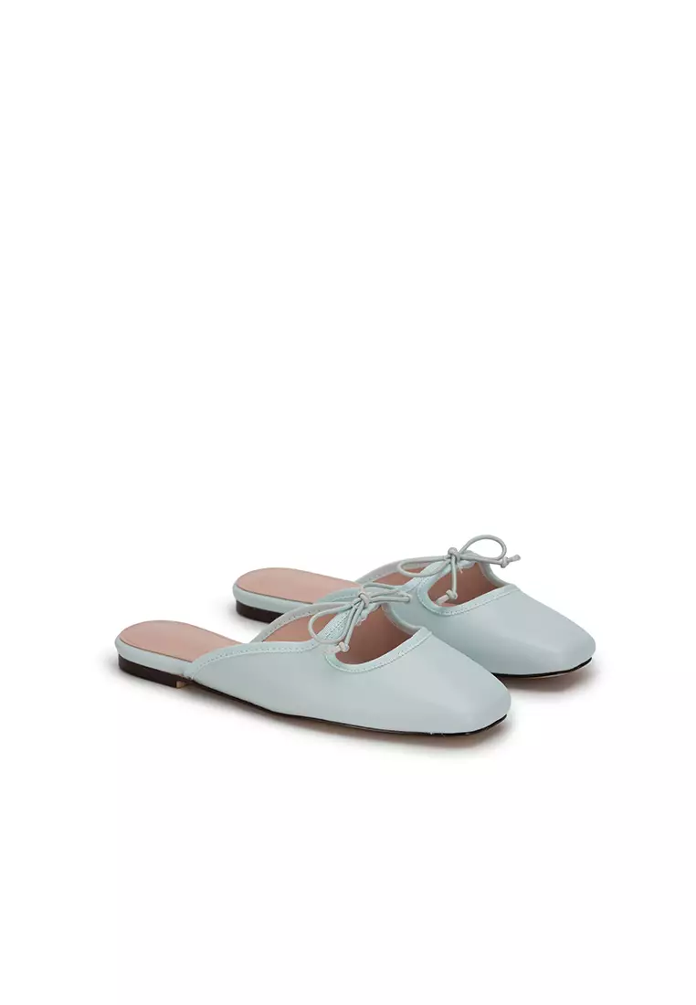 RIBBON FLAT MULE 蝴蝶結方頭平底穆勒鞋