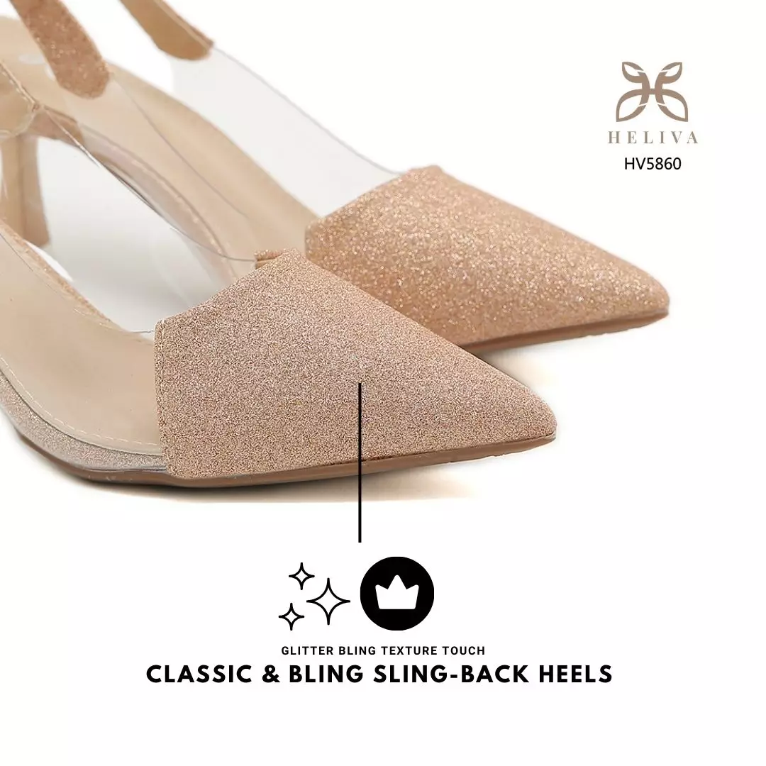Heliva Claryn High Heels Glitter Transparant Sling Back Sol 6.5cm HV5860