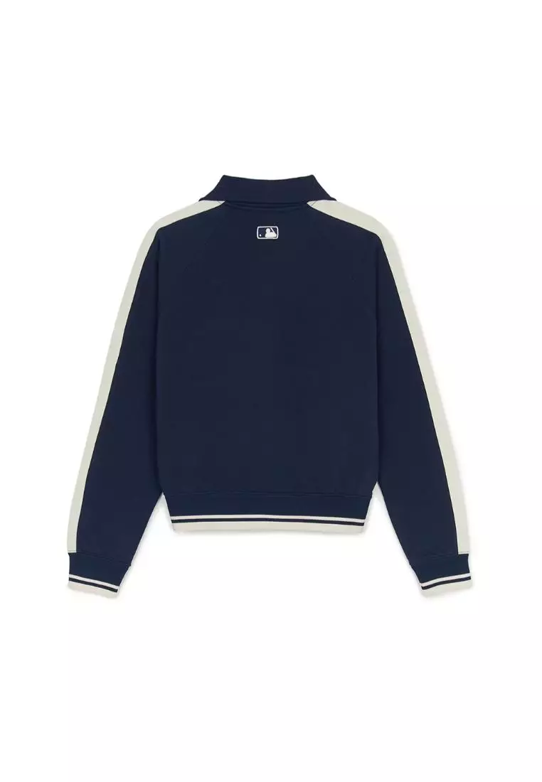 WOMEN'S SPORTIVE VARSITY TRACK CROP HALF-ZIP SWEATSHIRTS NEW YORK YANKEES