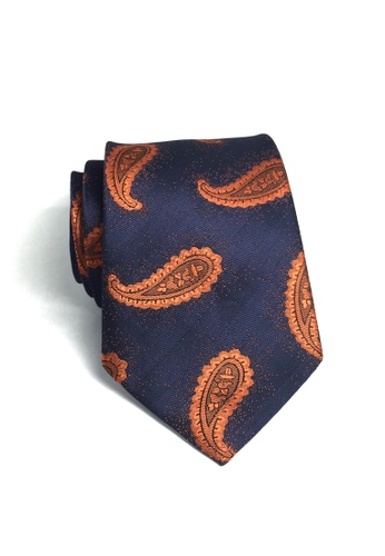 Splice Cufflinks orange and blue Mahal Series Orange Paisley Design Navy Blue Polyester Tie SP744AC84ILRSG_1