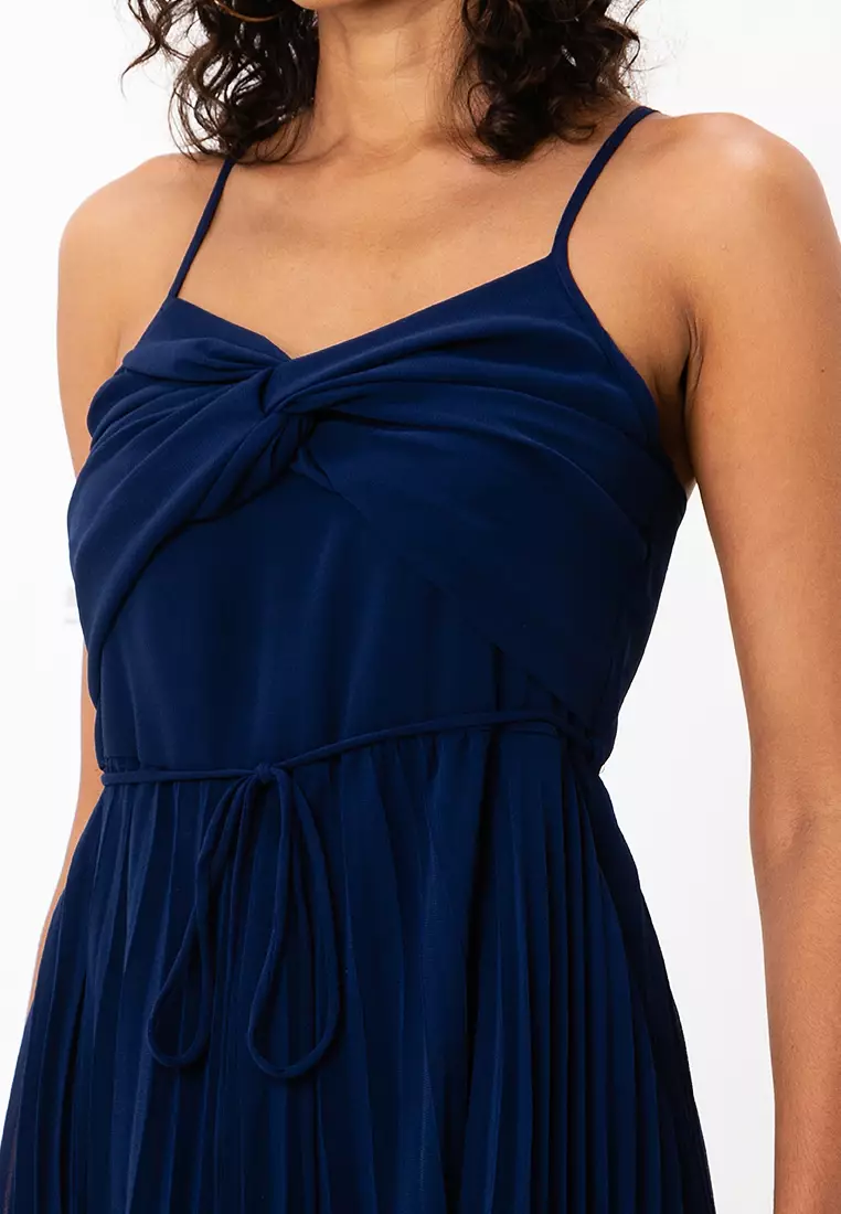 strapless open back dress “ Eve Twist Front Pleated Bust Midi Dress Large