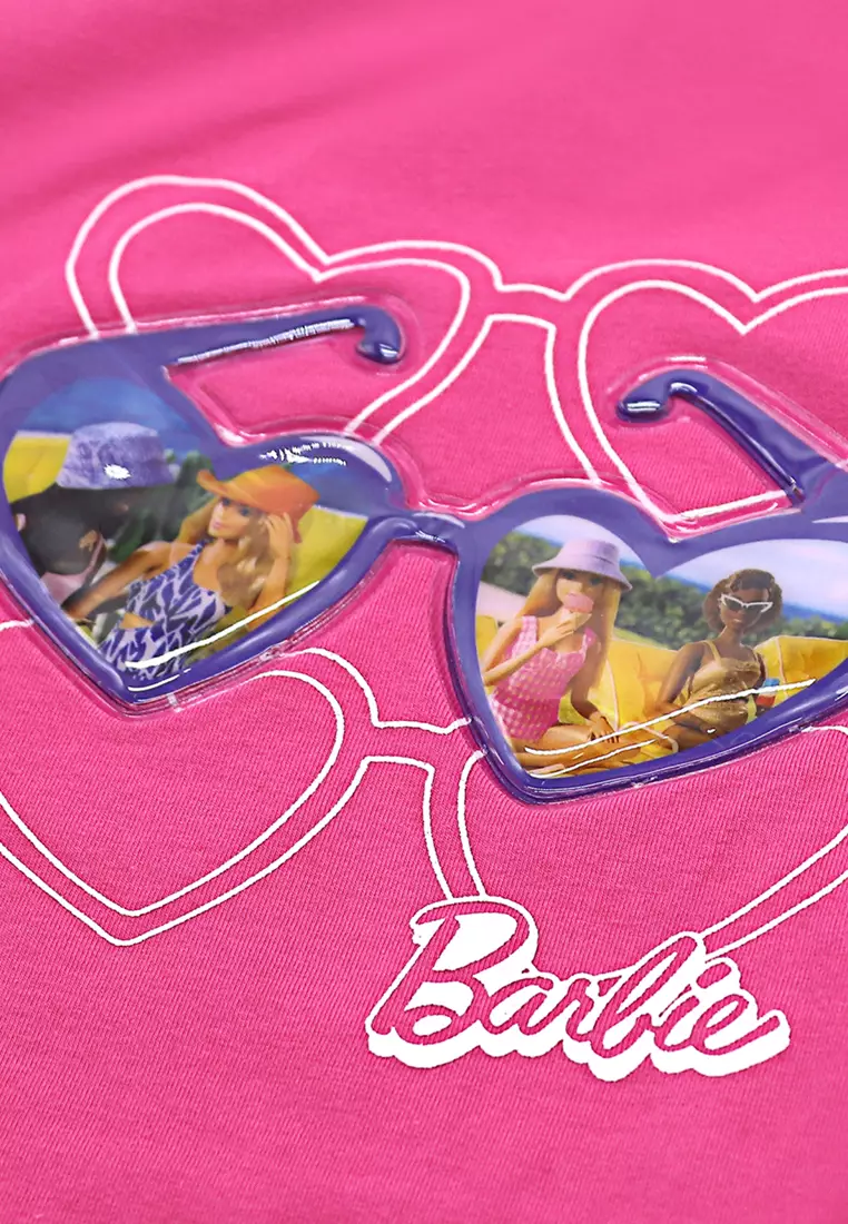 Girls Licensed Graphic Ringer T-Shirt 3D Heart Sunglasses