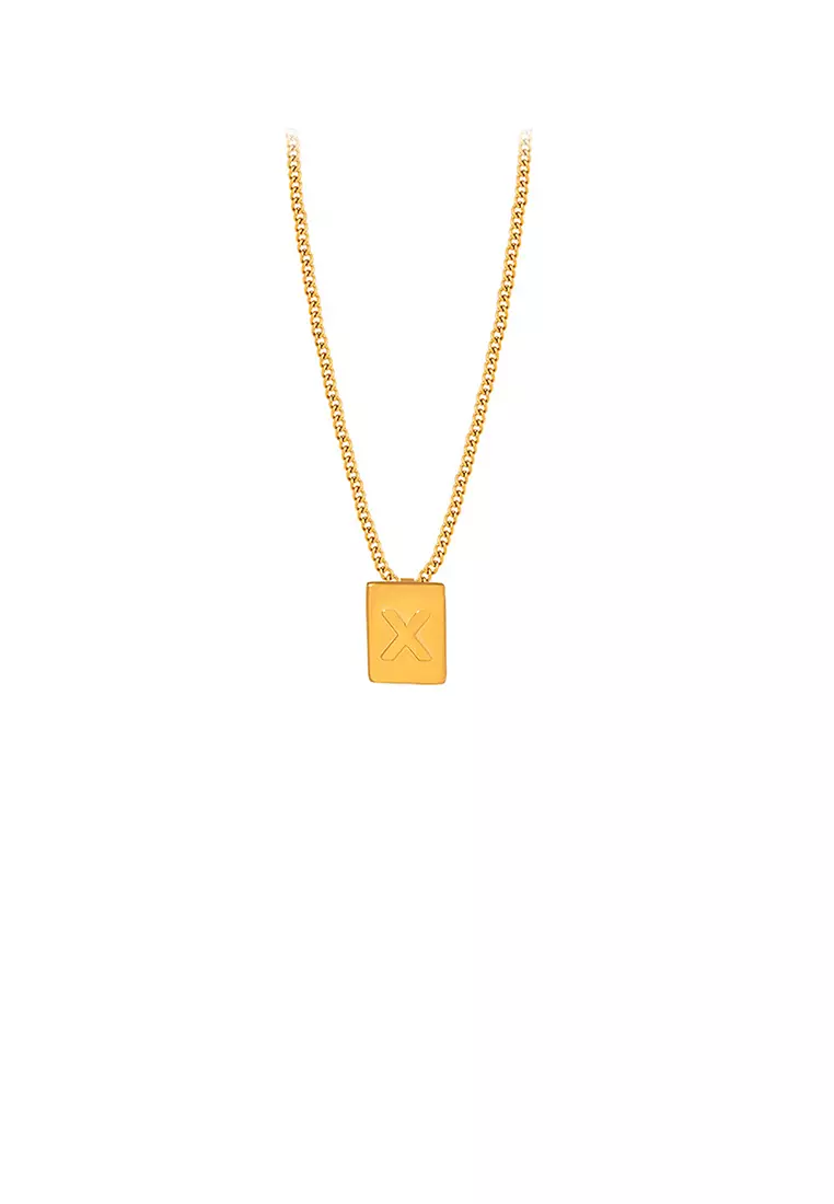 Gold square medallion necklace sale