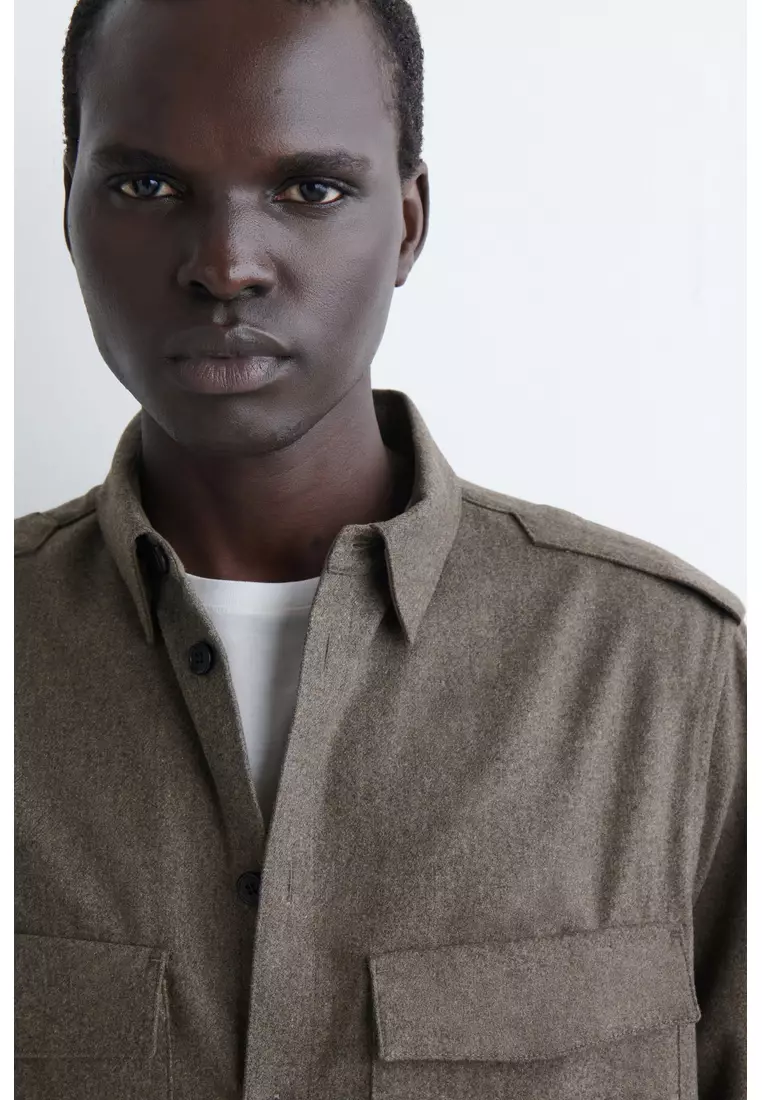 BUTTON-DOWN COLLAR WOOL SHIRT