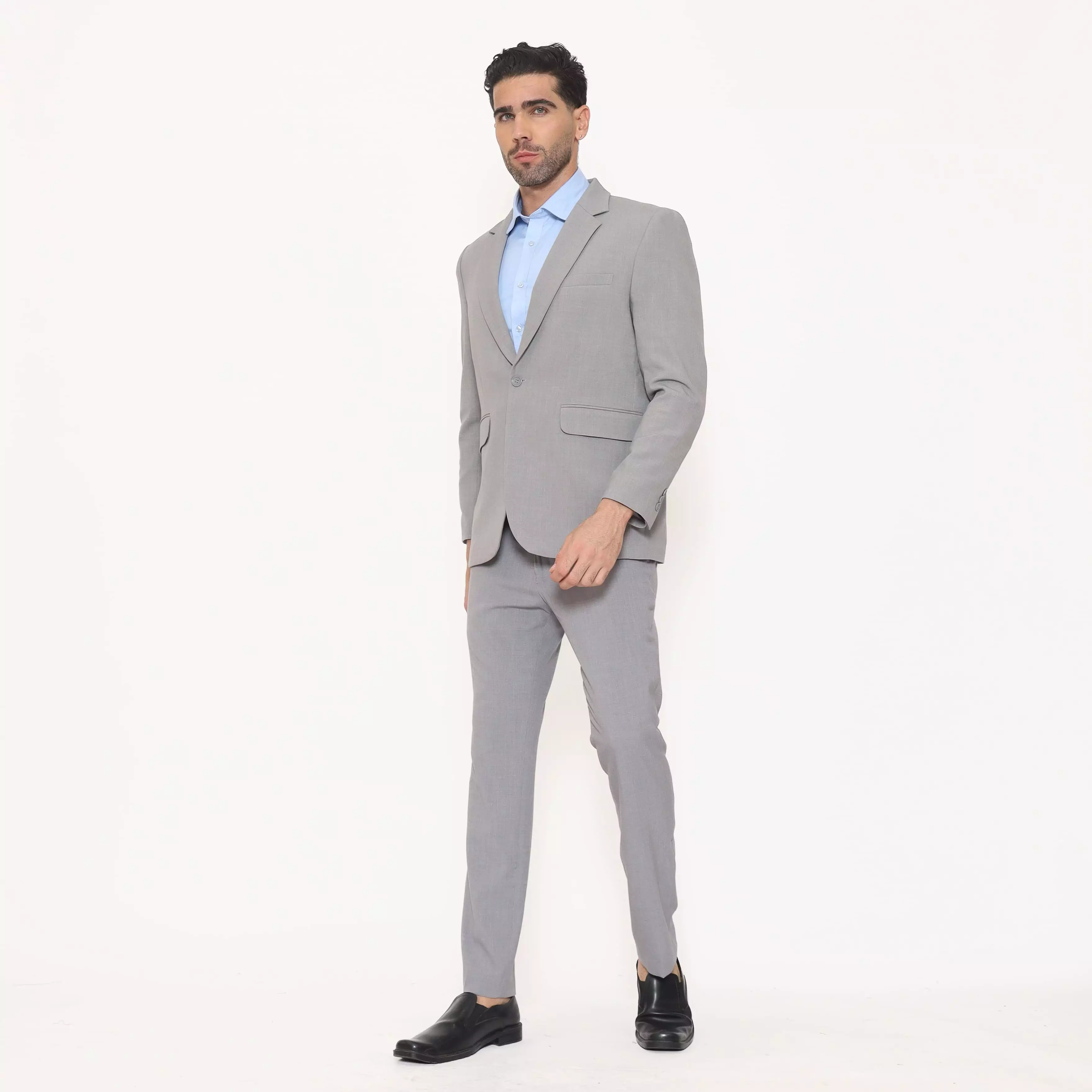 Lawell Celana Formal Pria Warna Light Grey | Polyester Viscose 4-Way Stretch | SAWTELLE	