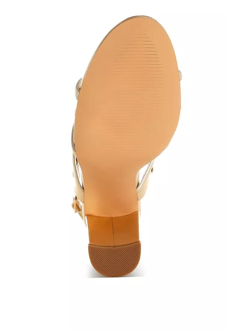 Gold Cut Out Chain Metallic Sandals