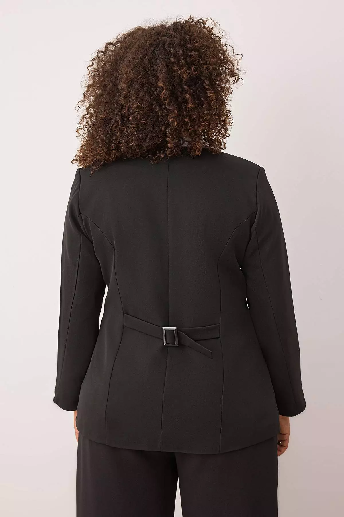 Black Long Woven Plus Size Jacket Tbbaw26Ag00009