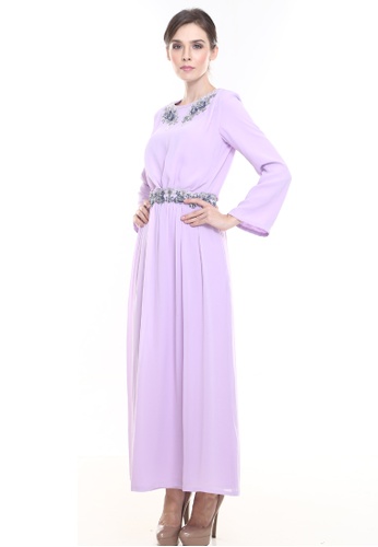 Aisya Kurung Modern in Lilac Purple from Rina Nichie Couture in Purple