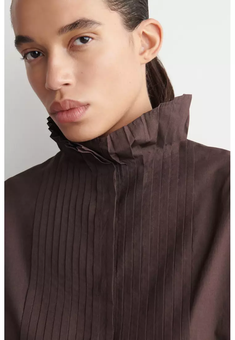 PINTUCKED COTTON BLOUSE