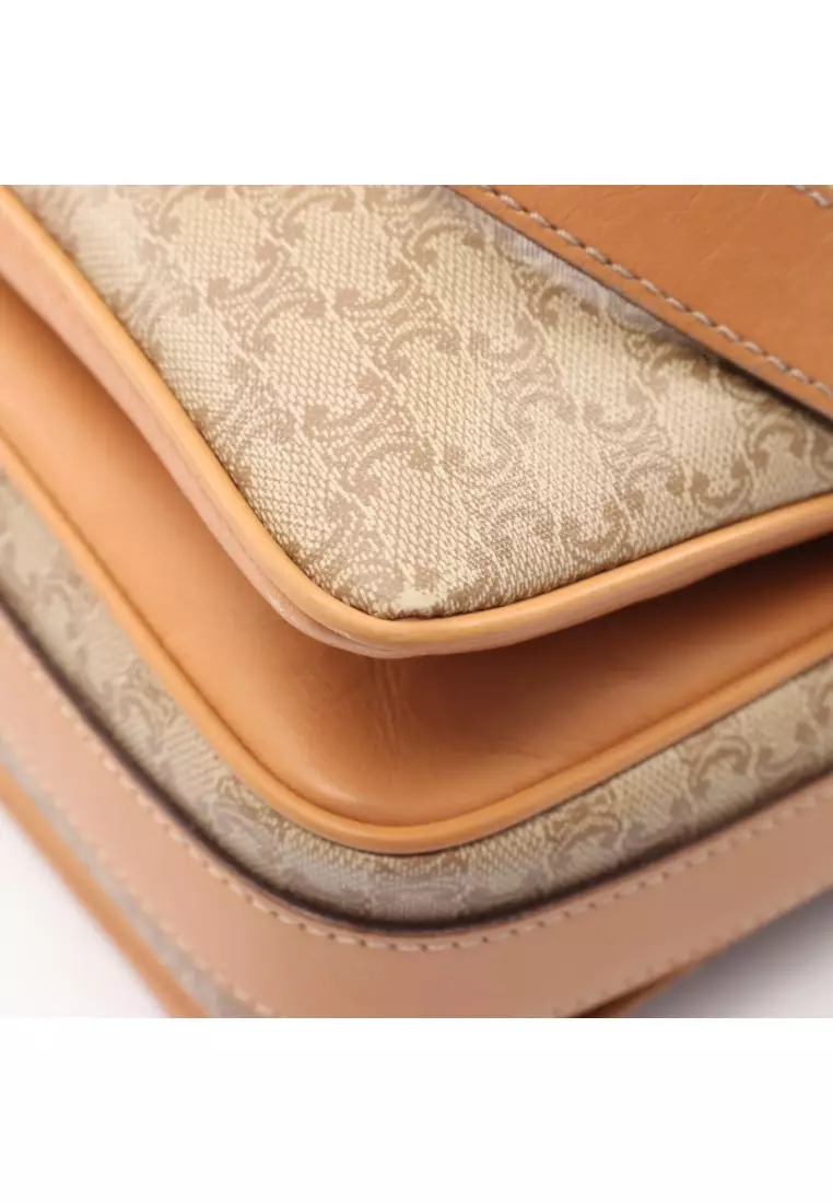 Pre-Loved Celine Macadam Shoulder bag PVC leather beige light brown