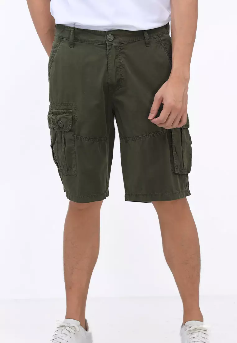 Olive Green Cargo Shorts for Men