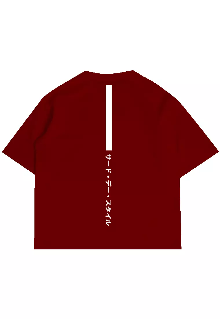 MTW08 Kaos Oversize Gambar Belakang Scubalux "katakana thdy up" maroon