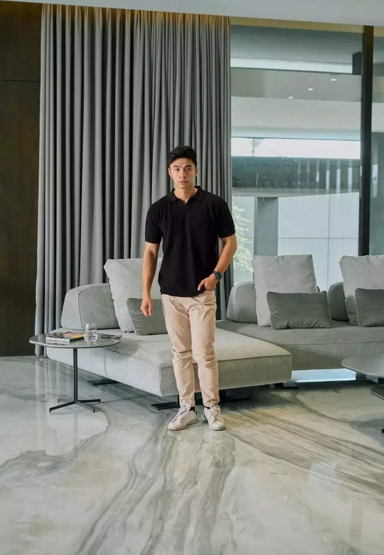 Kale Richard Black / Polo Shirt rajut premium berbahan dasar cotton wool