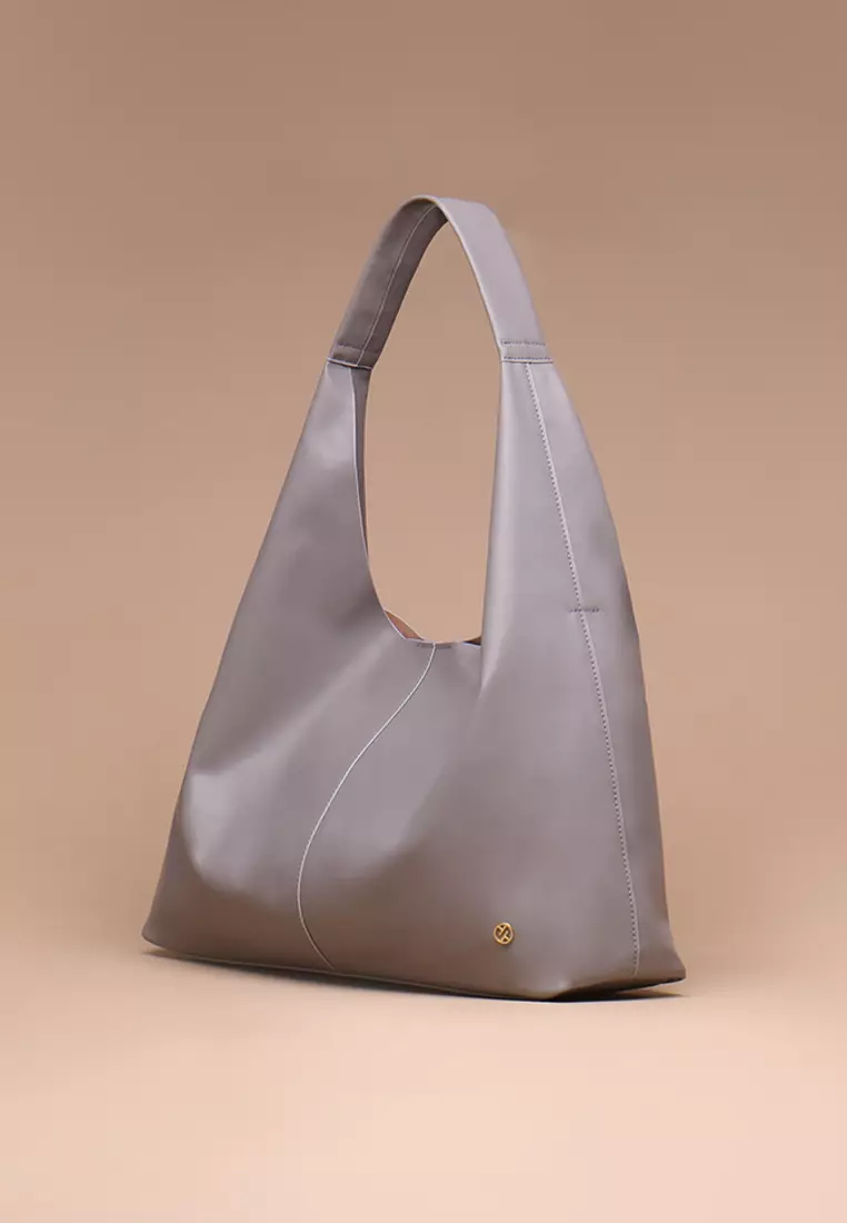 Silvertote Tas Bahu Wanita Allene Vegan Leather Hobo Grey