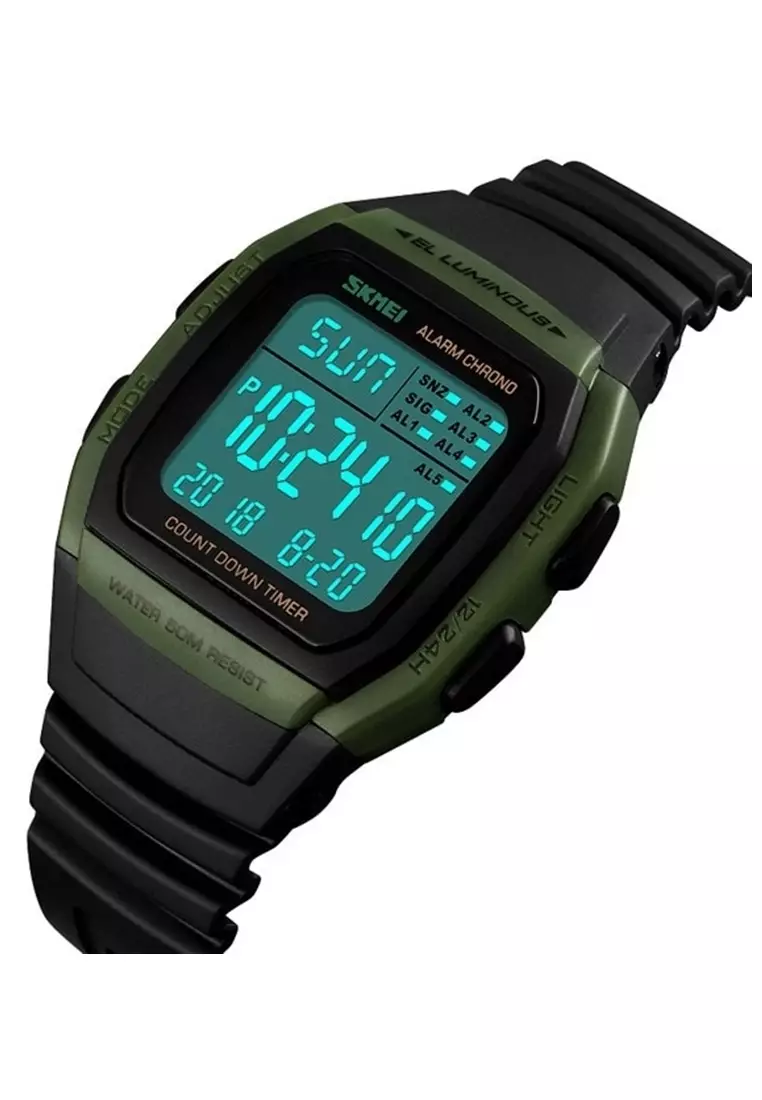 Jam Tangan Kasual Digital Pria Waterproof 50m Strap Tali Material Silicone TE42 ORIGINAL
