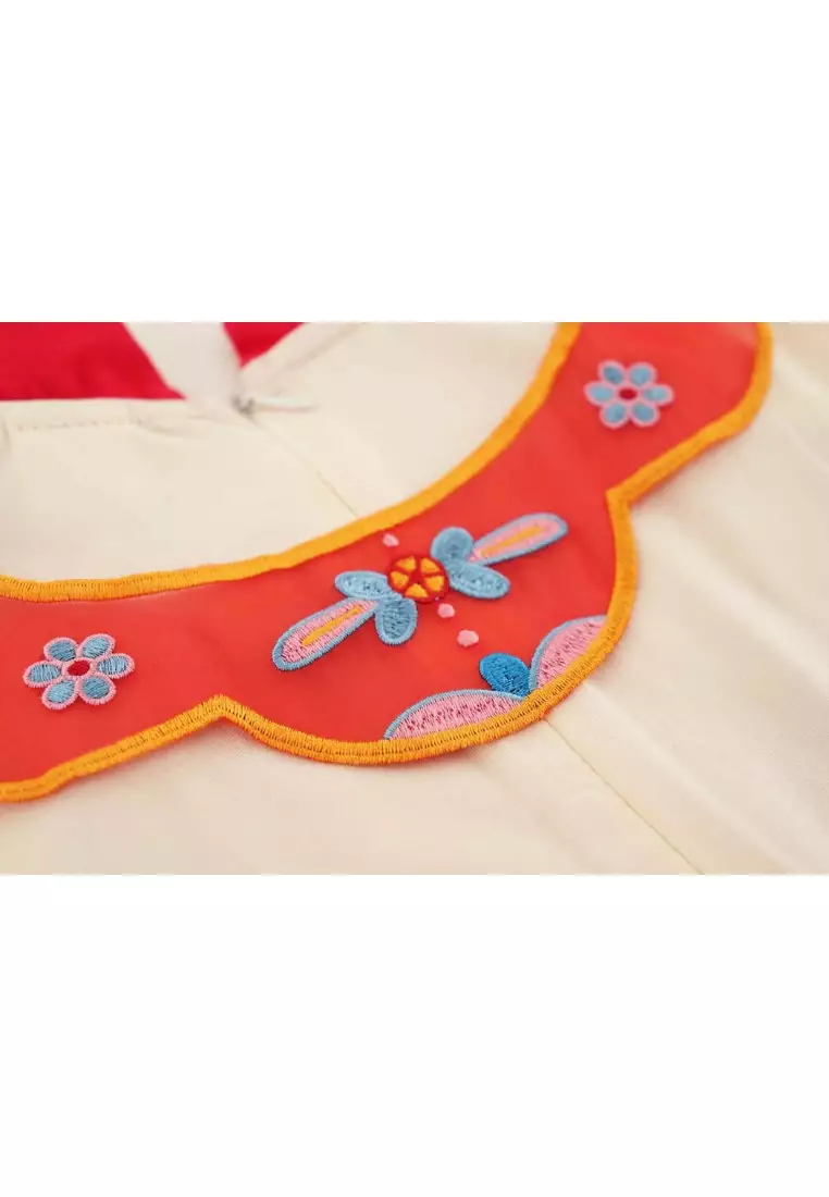 財富和諧紅色家族套裝金魚刺繡嬰幼兒女唐裝漢服裙拜年服0833