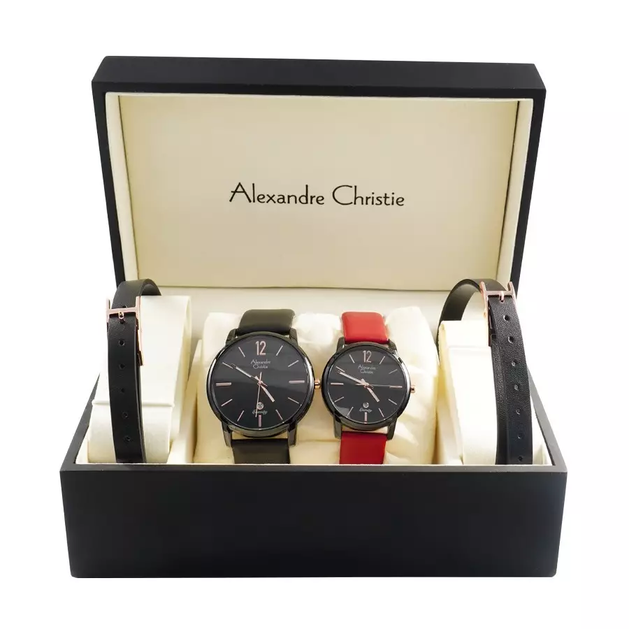 Alexandre Christie 8669 Couple Kulit Hitam Merah