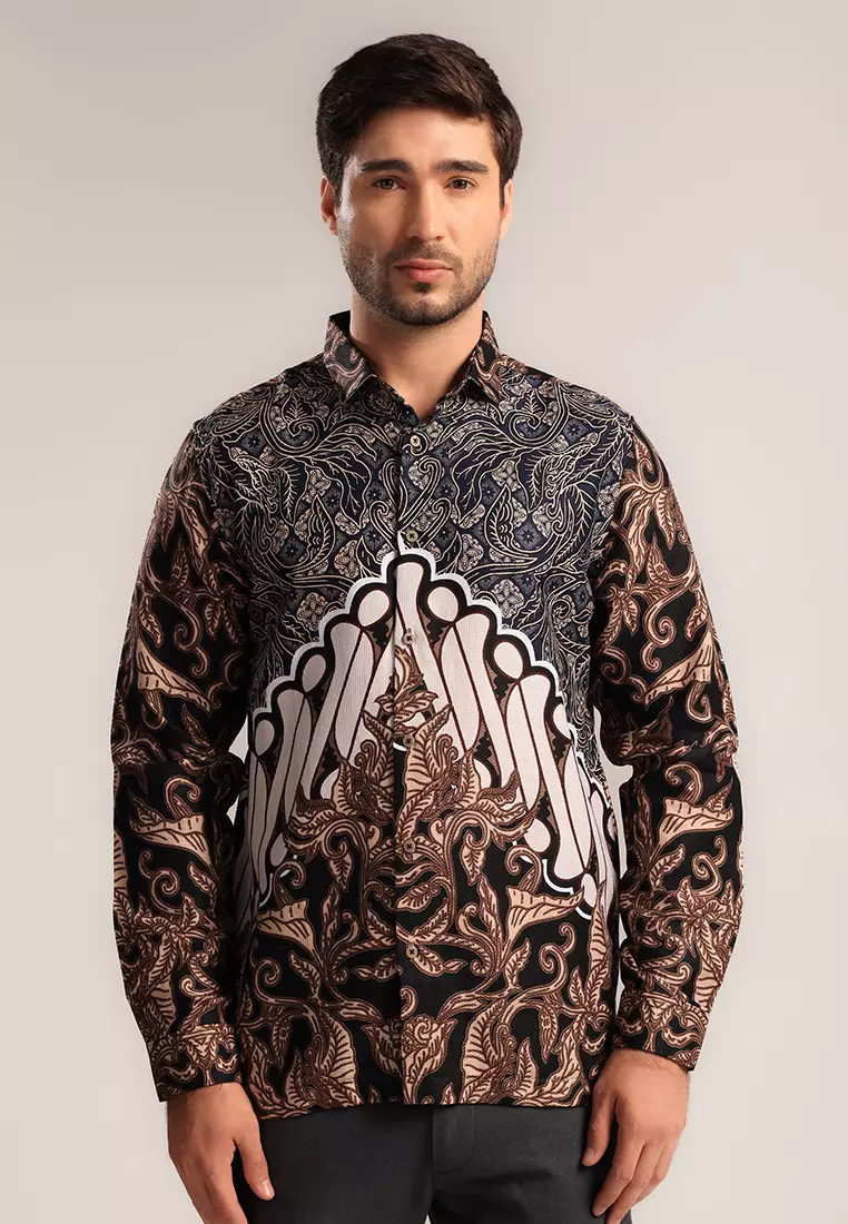 MOC Kemeja Batik Lengan Panjang Pria Tunggadewa - Brown