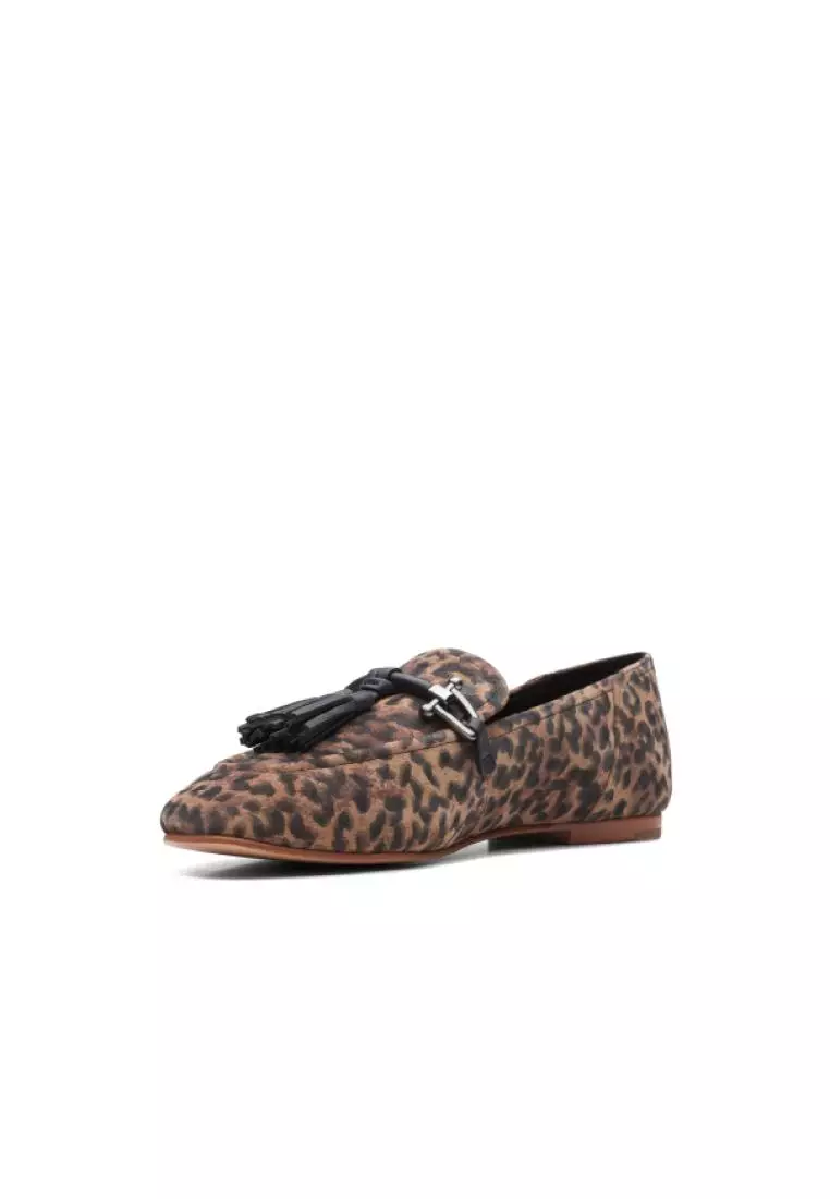 Clarks leopard loafers sales
