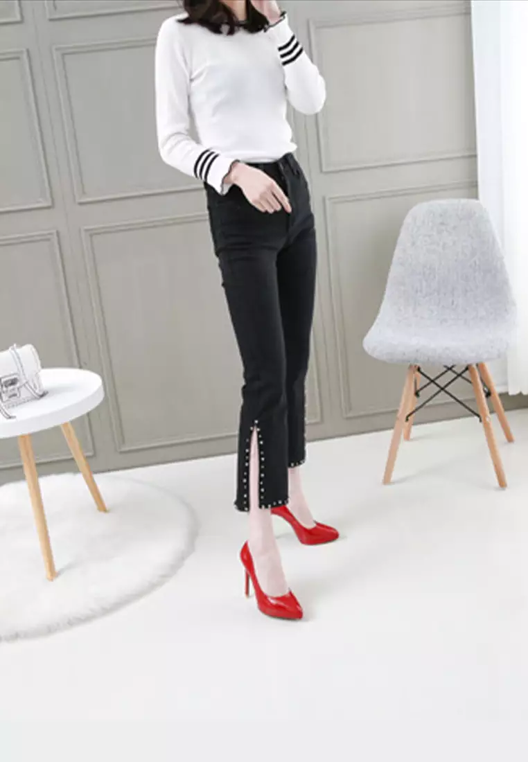 11CM Faux Patent Leather Pointed High Heel Shoes HZL0070